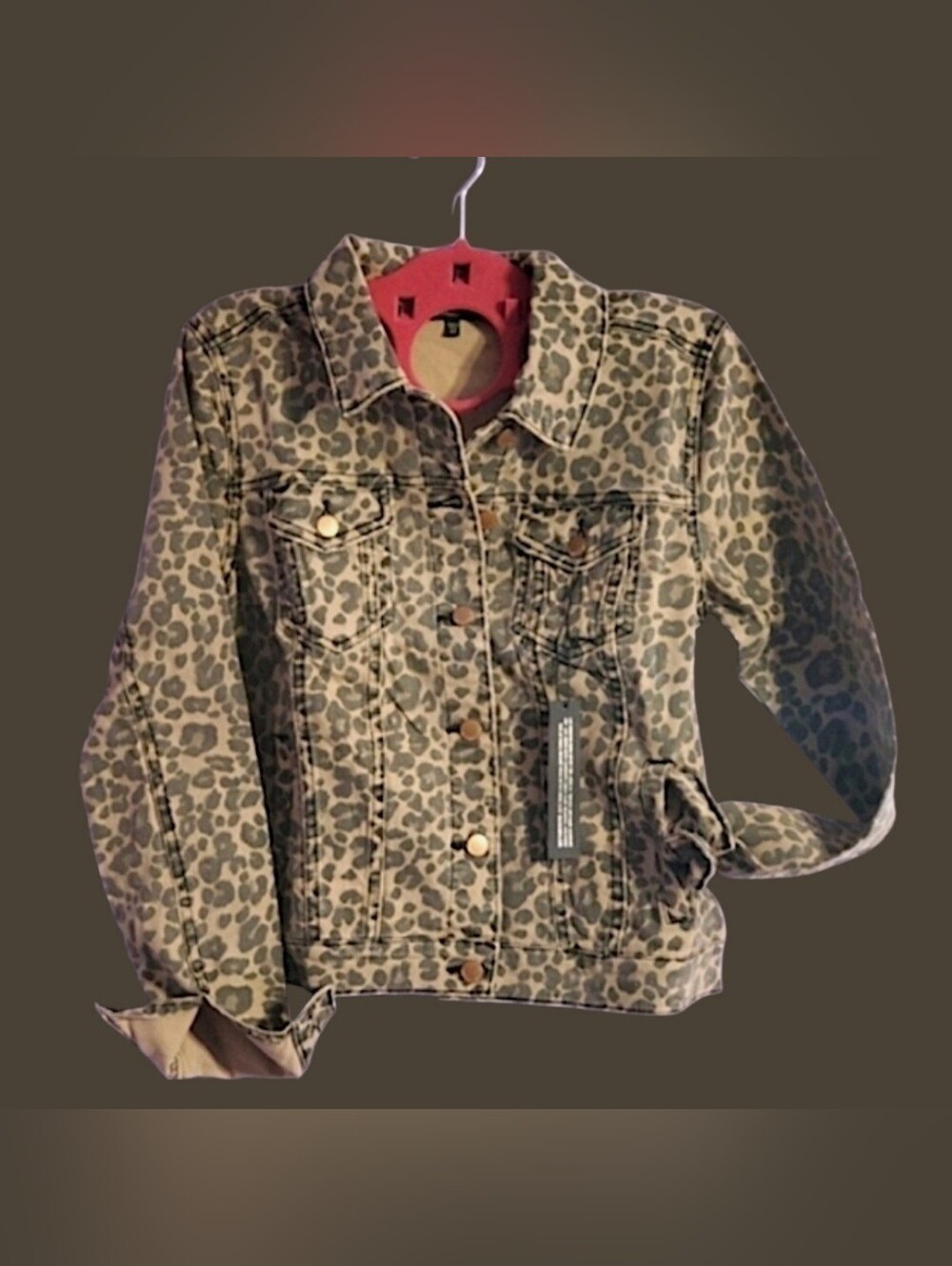 See Thru Soul Jean Jacket Leopard Print